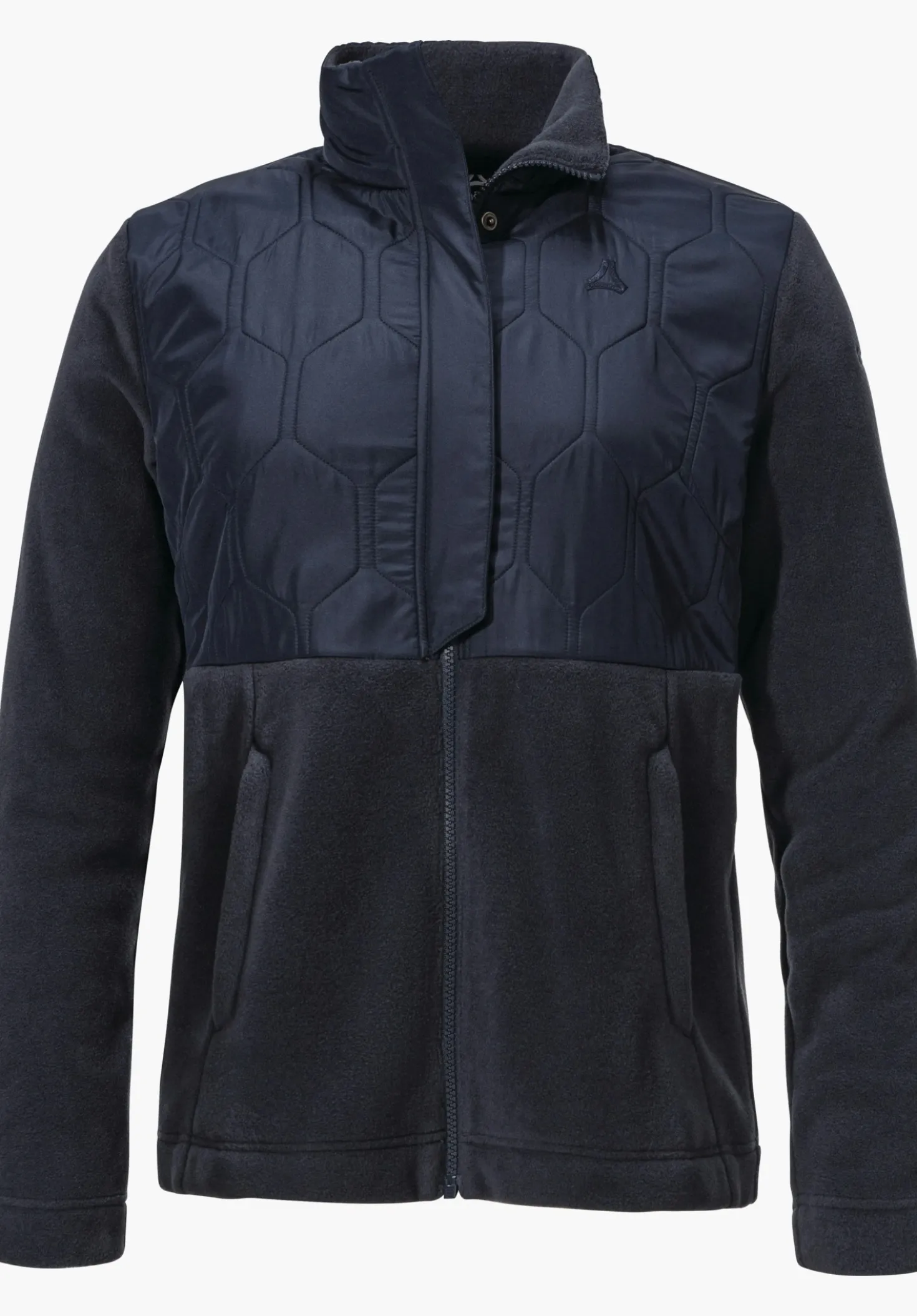 Fleece Jacke mit Materialmix & Ziersteppung