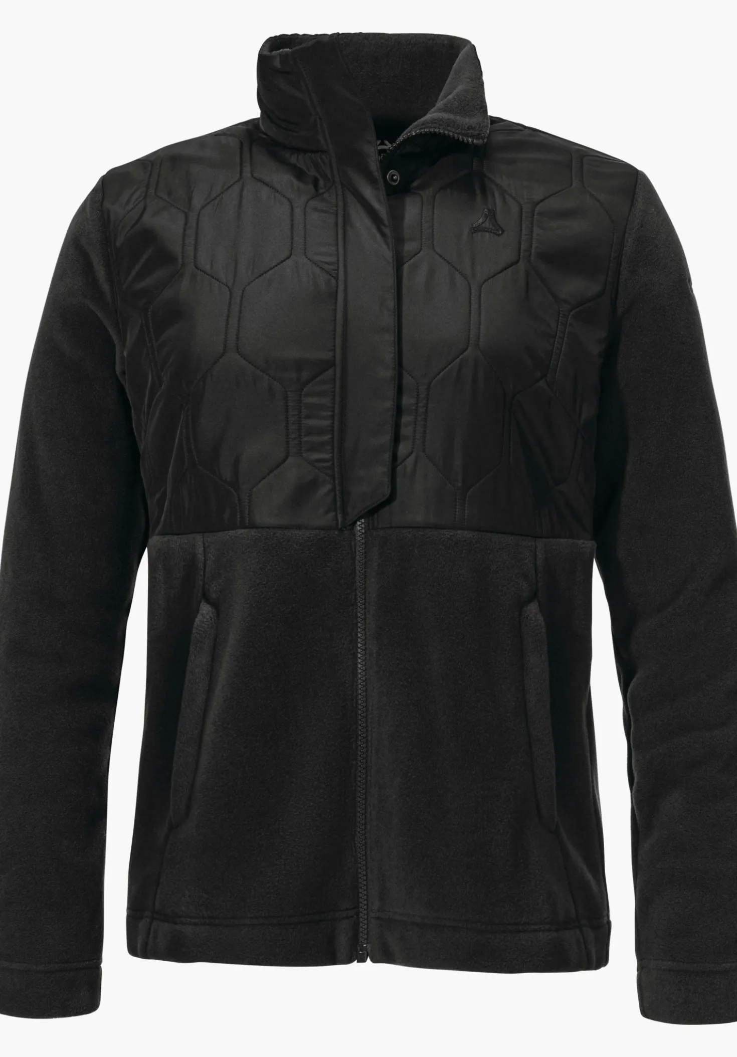 Fleece Jacke mit Materialmix & Ziersteppung