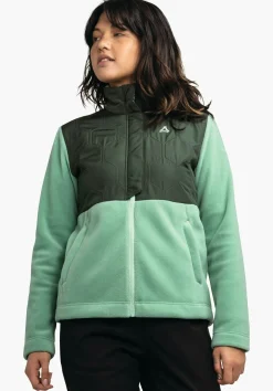Fleece Jacke mit Materialmix & Ziersteppung