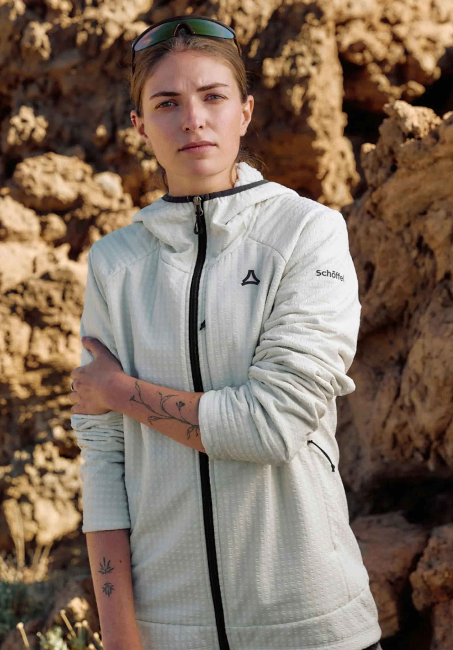 Windabweisender Fleece Hoody mit Stretch